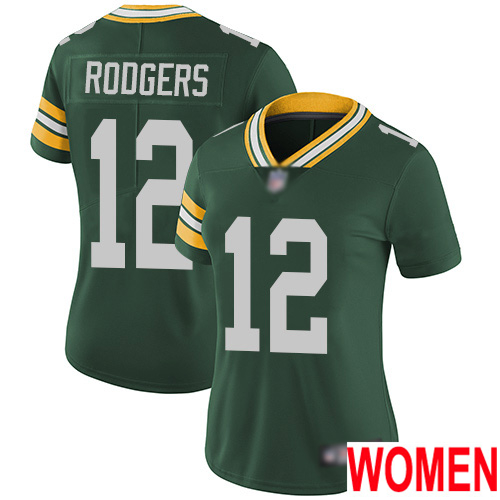 Green Bay Packers Limited Green Women #12 Rodgers Aaron Home Jersey Nike NFL Vapor Untouchable->women nfl jersey->Women Jersey